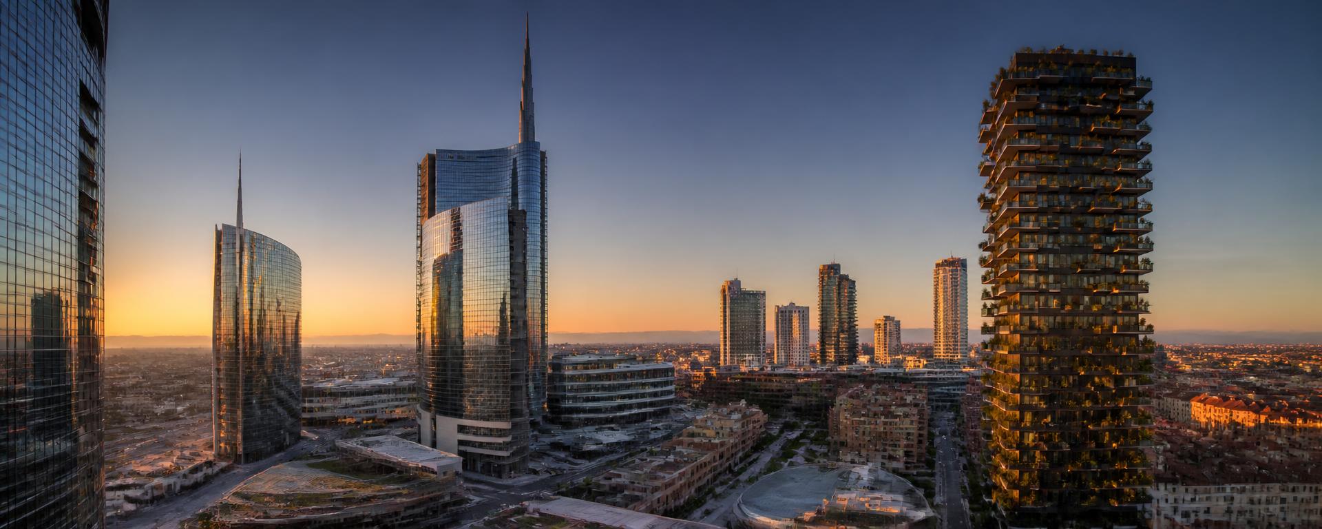 Centro direzionale italiano con grattacieli moderni