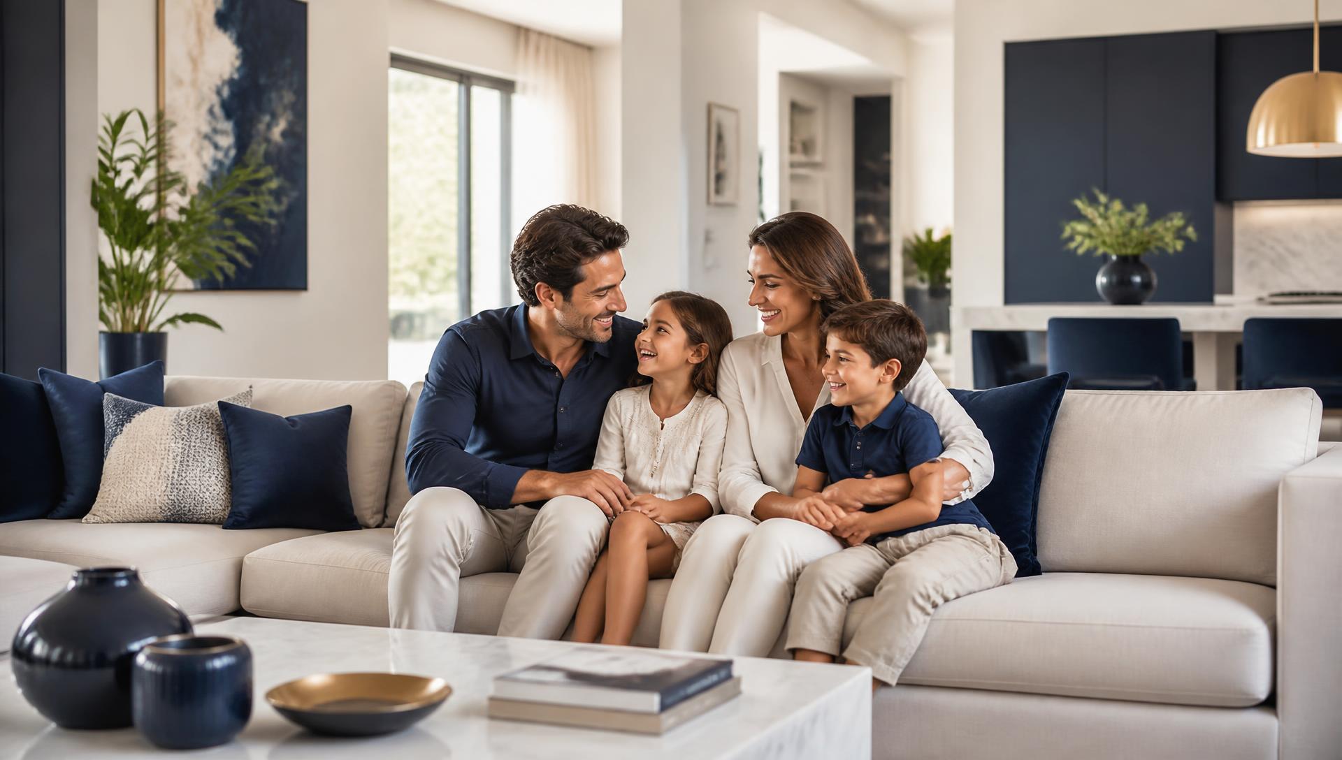 Famiglia italiana felice nella nuova casa